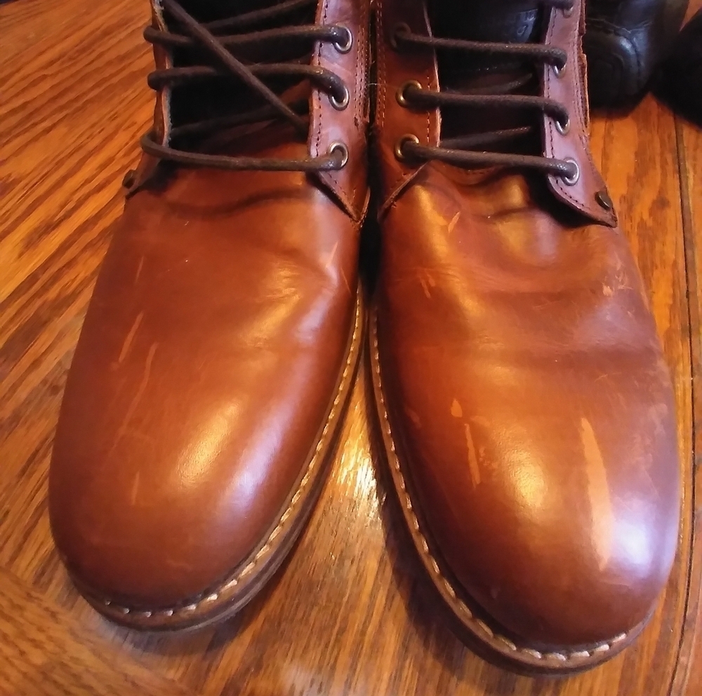 Bull Boxer Men's Brown Leather Ankle Boots Lace Up Side Zip Size 11 Workwear - Picture 5 of 8